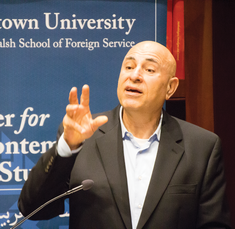 DANIEL SMITH/THE HOYA
Saleh Abdel Jawad spoke about Palestinian perceptions of the Ottoman Empire during WWI on Monday as part of the Middle East Lecture Series.
