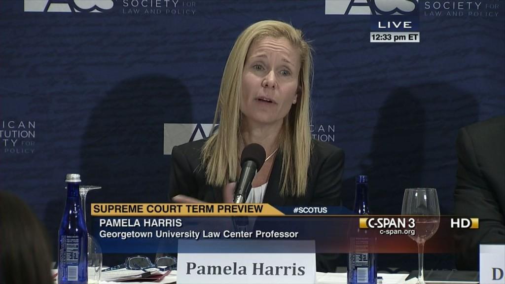 C-SPAN

Pamela Harris, giving a preview of the 2013-2014 Supreme Court term.