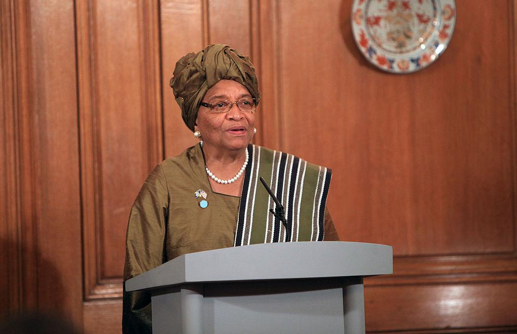 FOREIGN AND COMMONWEALTH OFFICE
Sirleaf addresses the media in London in Nov. 2012.
