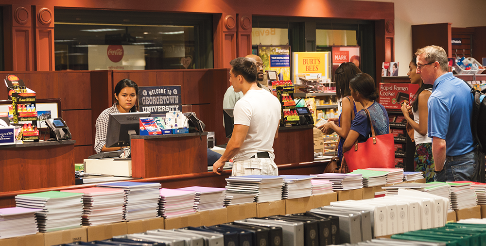 MICHELLE XU/THE HOYA
Georgetown’s campus bookstore, which possesses an exclusive contract with Follett Corporation, has introduced rental and buyback programs to combat the challenge posed by alternative, affordable online vendors.
