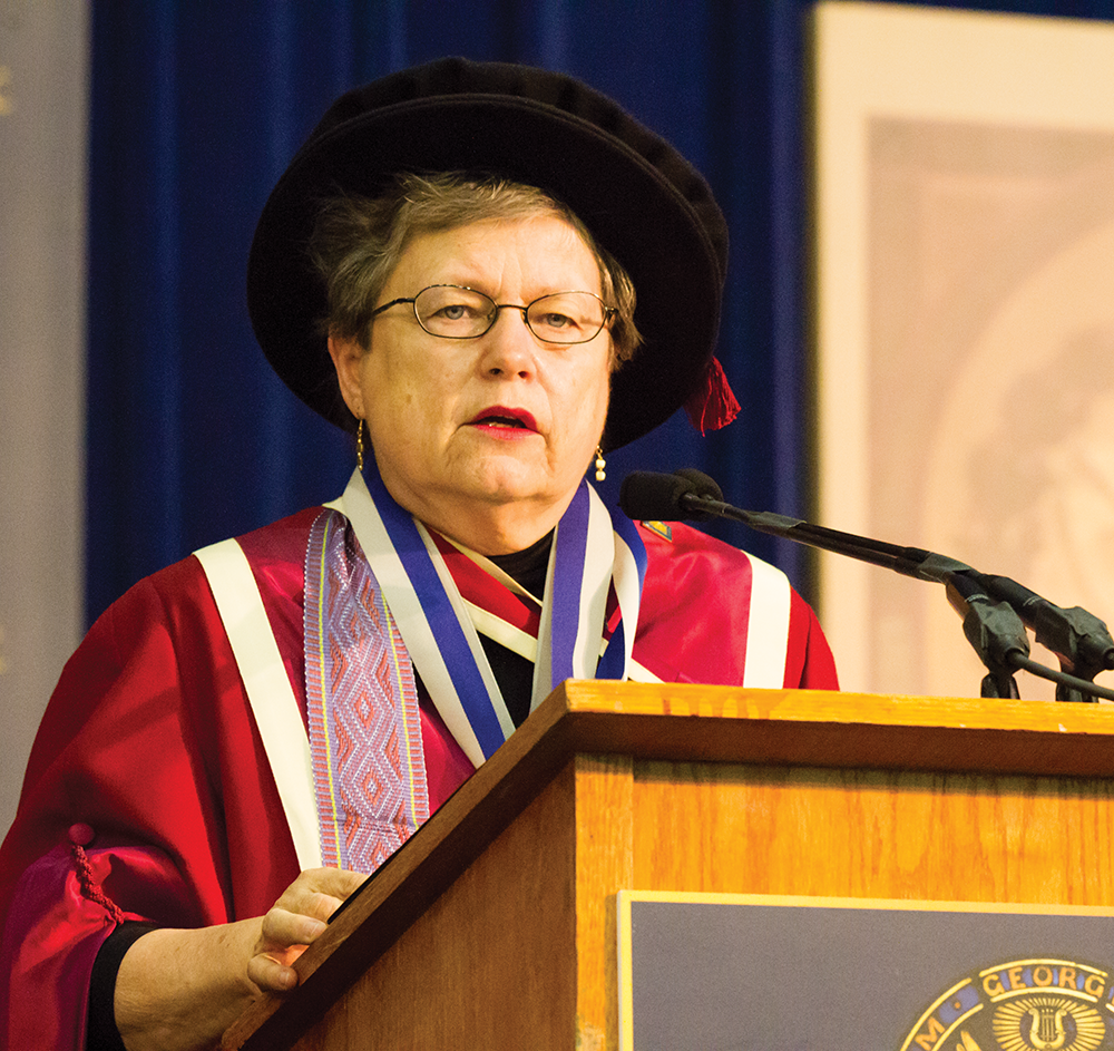 FILE PHOTO: ALEXANDER BROWN/THE HOYA
Carol Lancaster (SFS 64) at SFS commencement exercises in 2013.