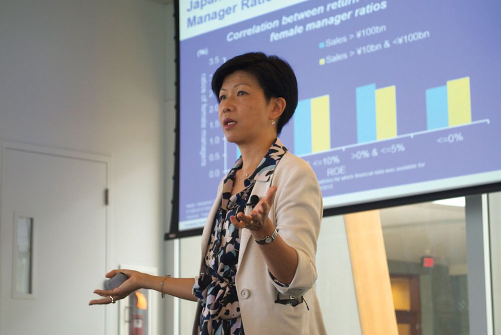 JULIA HENNRIKUS/THE HOYA
Goldman Sachs Chief Japan Equity Strategist Kathy Matsui gave a lecture on “Womenomics,” debunking a series of myths about women in the workplace in Japan and calling for equality.