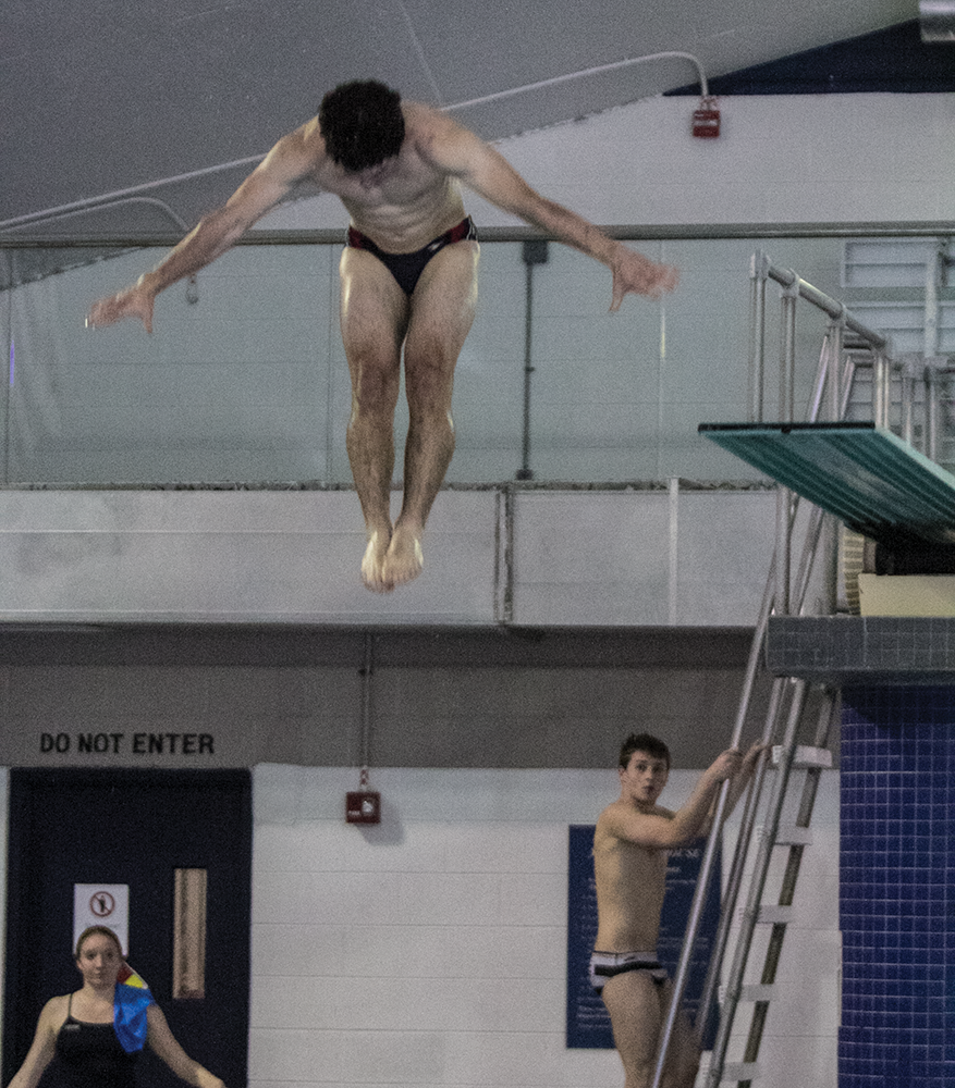 MICHELLE LUBERTO FOR THE HOYA
Sophomore diver Jared Cooper-Vespa earned a record-setting score of 300.30 in the first meet of the season against Delaware.