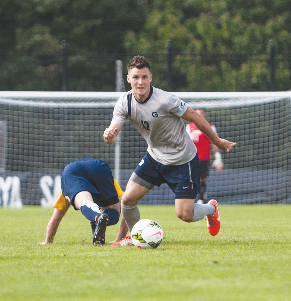 FILE PHOTO: JULIA HENNRIKUS/ THE HOYA
Junior defender and co-captain Keegan Rosenberry has featured in a defense that has averaged just 0.60 goals allowed per game. 