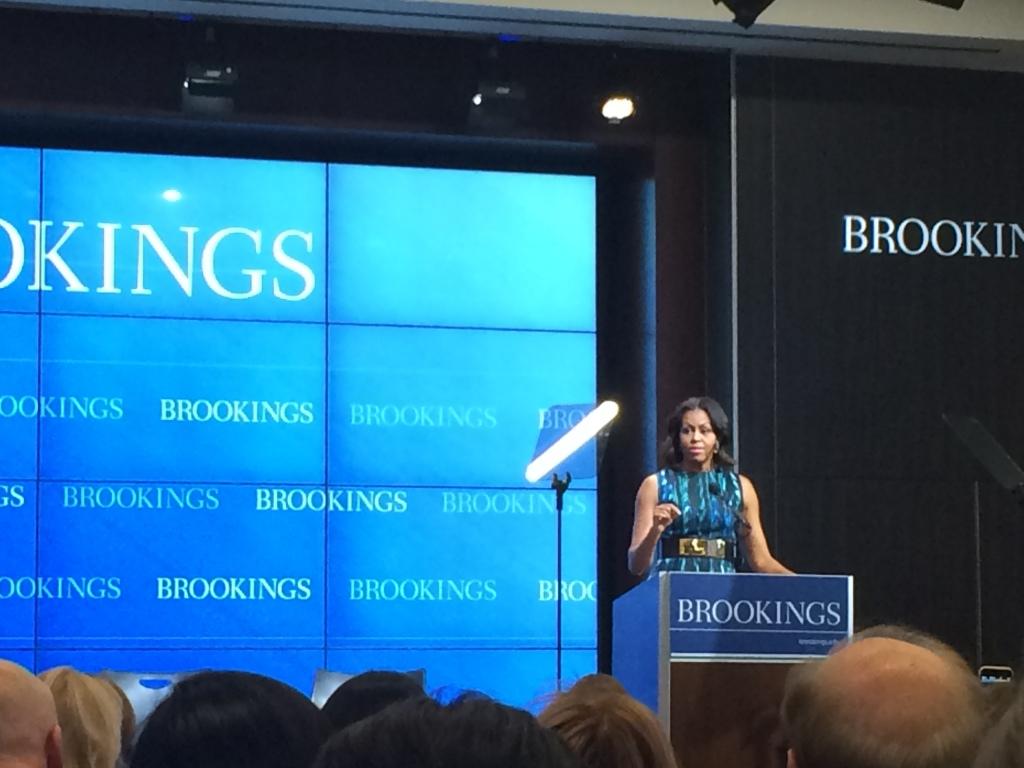 ELAINA KOROS/THE HOYA
First lady Michelle Obama spoke about the issue of girls access to education around the world at the Brookings Institution.