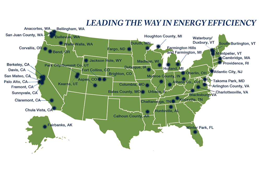 GEORGETOWN UNIVERSITY ENERGY PRIZE
Fifty small cities and towns across the United States were chosen as semifinalists for the Georgetown University Energy Prize and will implement detailed energy efficiency plans over the next two years.