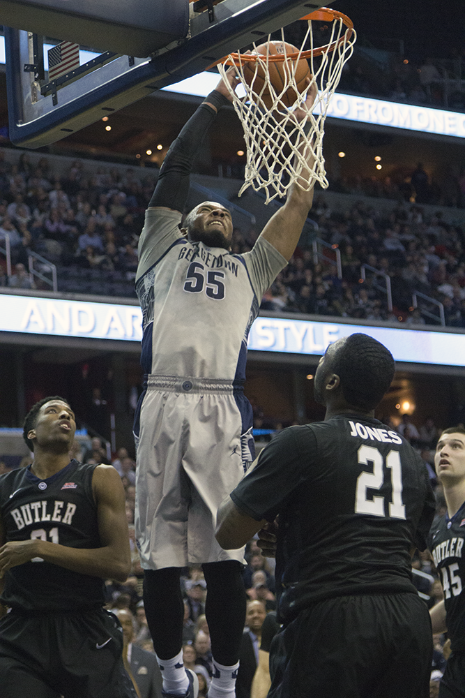 JULIA HENNRIKUS/THE HOYA
Senior guard Jabril Trawick, pictured at the Butler game, scored 10 points against the Bulldogs on Jan. 17. He is averaging 8.2 points and 4.1 rebounds per game this season.