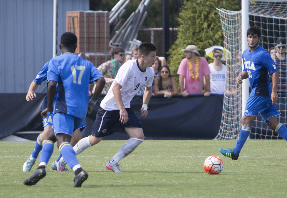 FILE PHOTO: ERICK CASTRO/THE HOYA
Junior forward Alex Muyl scored two goals in Georgetown’s 5-2 victory over Radford on Saturday at Shaw Field. Senior forward Brandon Allen also added two goals in the win. 
