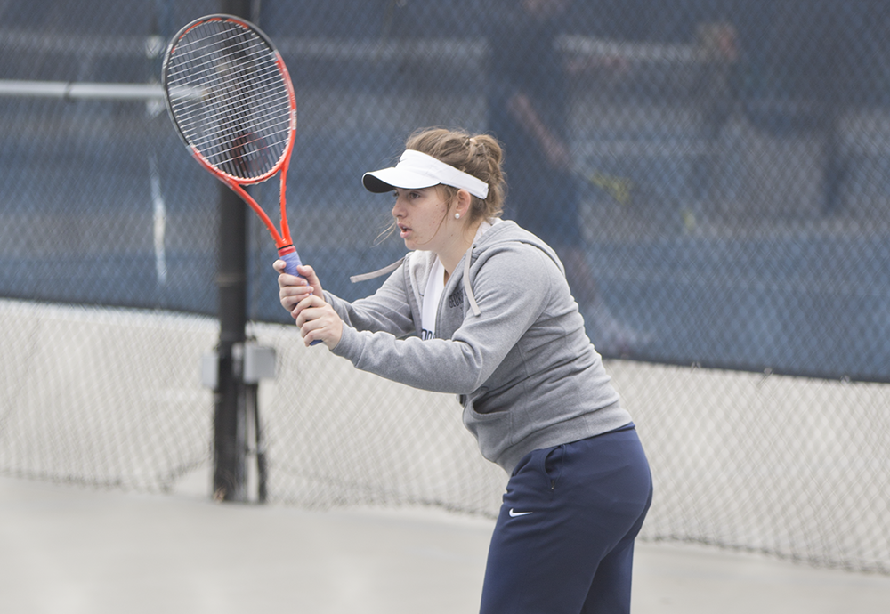 FILE PHOTO: ALEXANDER BROWN/THE HOYA
Junior captain Victoire Saperstein was an All-Big East selection in her sophomore season, going 11-3 in singles, including a five-match win streak, during the 2014 spring season.
