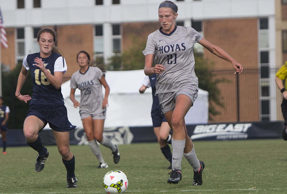 FILE PHOTO: JULIA HENNRIKUS/THE HOYA
Junior forward Grace Damaska has recorded four goals and two assists for a team-leading 10 points so far in the 2015 campaign. Damaska had one goal and one assist in the team’s win over George Washington on Sept. 10.