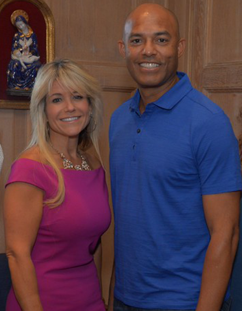 COURTESY JOHN VECCHIOLLA
Mariano Rivera (right) is MLB‘s all-time leader with 652 saves. Rivera, pictured with College of New Rochelle President Judith Huntington, recently bought a church in the New York town.