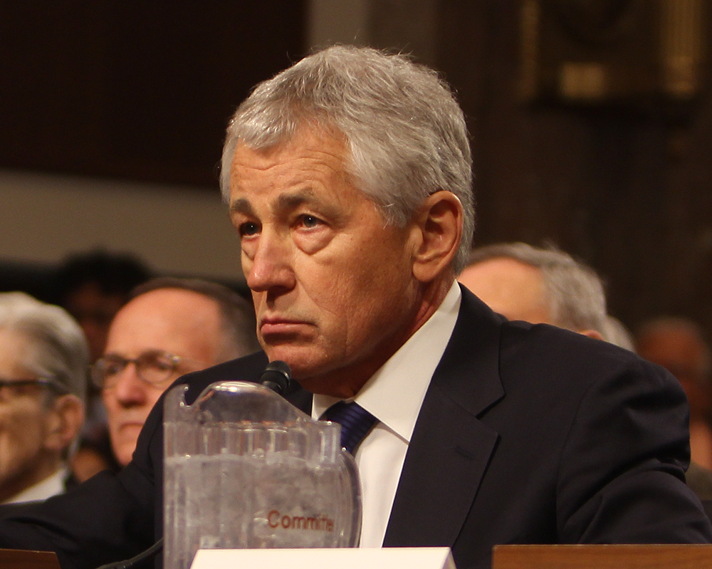 file photo: david wang/the hoya
Chuck Hagel, pictured at his February 2013 confirmation hearings, left his professorial post at Georgetown to serve as secretary of defense from 2013 to 2015.