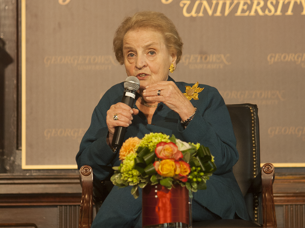 SOPHIE FAABORG ANDERSEN
Former Secretary of State and Georgetown professor Madeleine Albright participated in a discussion on the role of women in peacekeeping efforts.