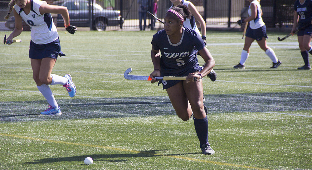 FILE PHOTO: LAUREN SEIBEL FOR THE HOYA
Junior forward Aliyah Graves-Brown has totalled five goals and one assist on the seasaon. She leads the Hoyas in points with a total of 11. 