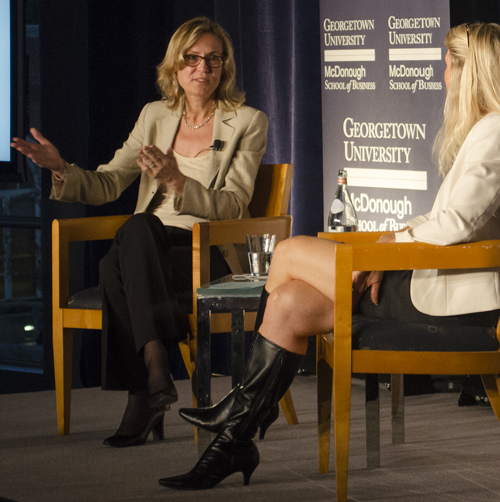 LAUREN SEIBEL FOR THE HOYA
President of the BBC Worldwide North America Ann Sarnoff (GSB ’83) discussed the future of television at an event Thursday.