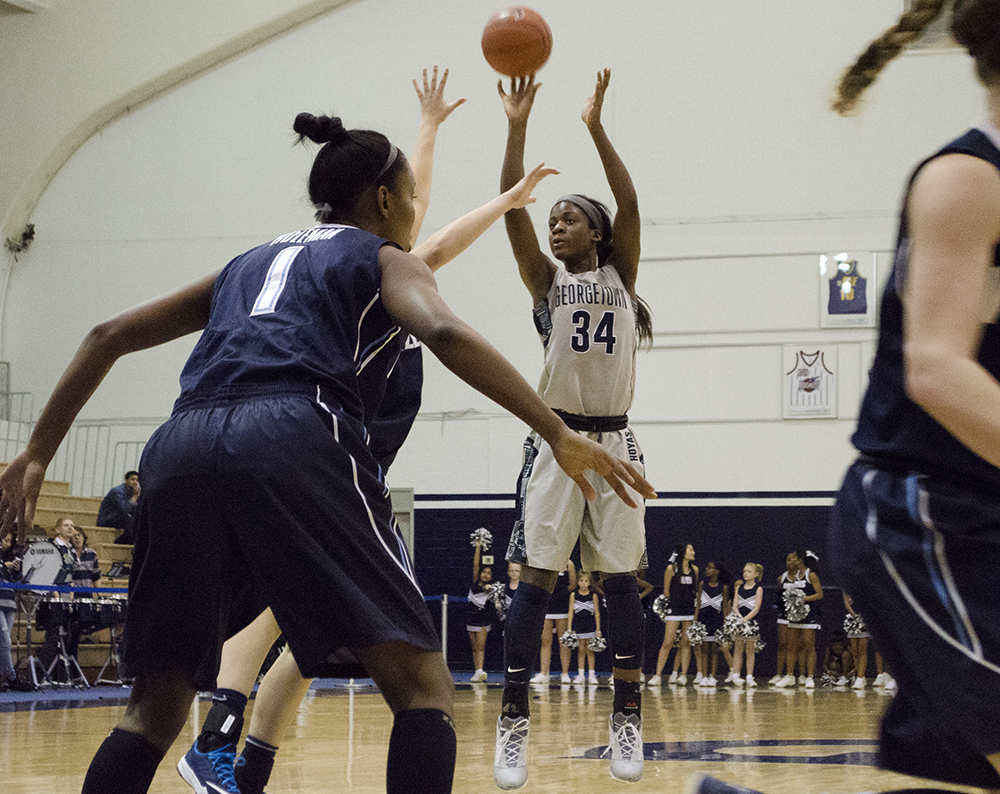 FILE PHOTO: STANLEY DAI/THE HOYA
Sophomore guard Dorothy Adomako scored a game-high 23 points and pulled down seven rebounds in Georgetown’s 71-60 victory over UMES. 
