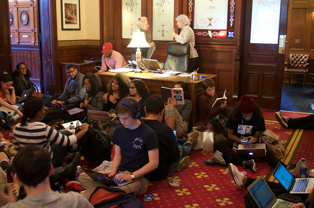 Student Activists Sit-In Outside DeGioias Office