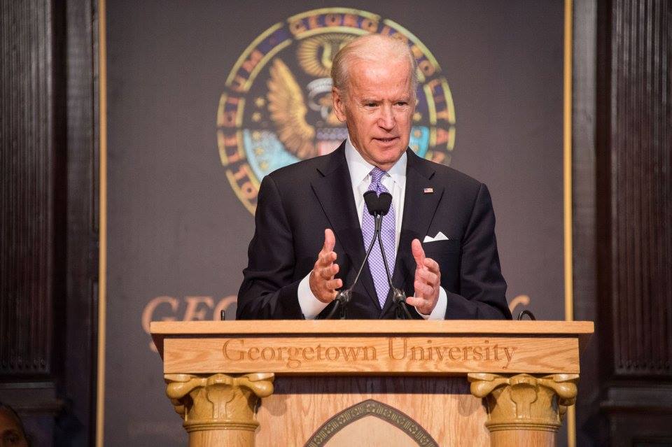 Vice President Joe Biden speaks at the Interfaith Gathering for Solidarity, Understanding and Peace in Gaston Hall on Wednesday. GEORGETOWN UNIVERSITY