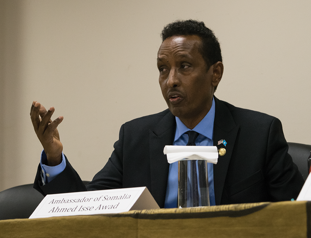 ROBERT CORTES FOR THE HOYA
Somali Ambassador to the United States Ahmed Isse Awad discussed U.S.-Somali relations Tuesday in the Intercultural Center.