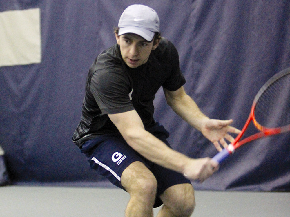 FILE PHOTO: JULIA HENNRIKUS/THE HOYA
So far in his career on the men’s tennis team, senior Daniel Khanin has logged records of 15-17, 10-11 and 6-10 in singles play during his freshman, sophomore and junior seasons, respectively.