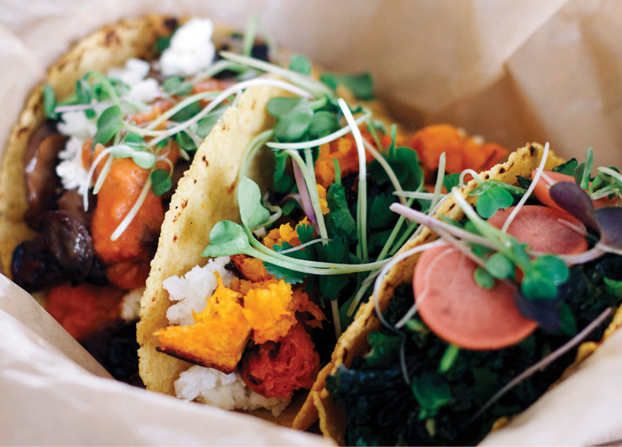COURTESY ARIEL PASTERNAK
A farm-to-table concept restaurant, Chaia Tacos uses freshly sourced, seasonal vegetables to make its vegetarian tacos, including the mushroom, creamy kale and potato tacos.
