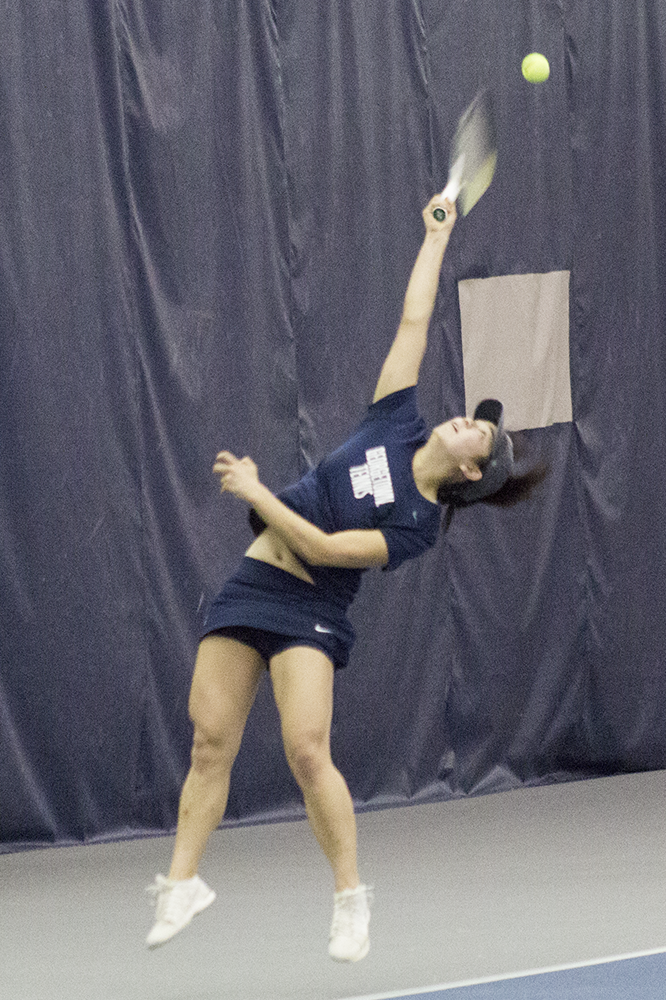 STEPHANIE YUAN/THE HOYA
Freshman Risa Nakagawa won both her No. 3 singles and No. 1 doubles matches in Georgetowns 5-2 loss to St. Johns last Friday.