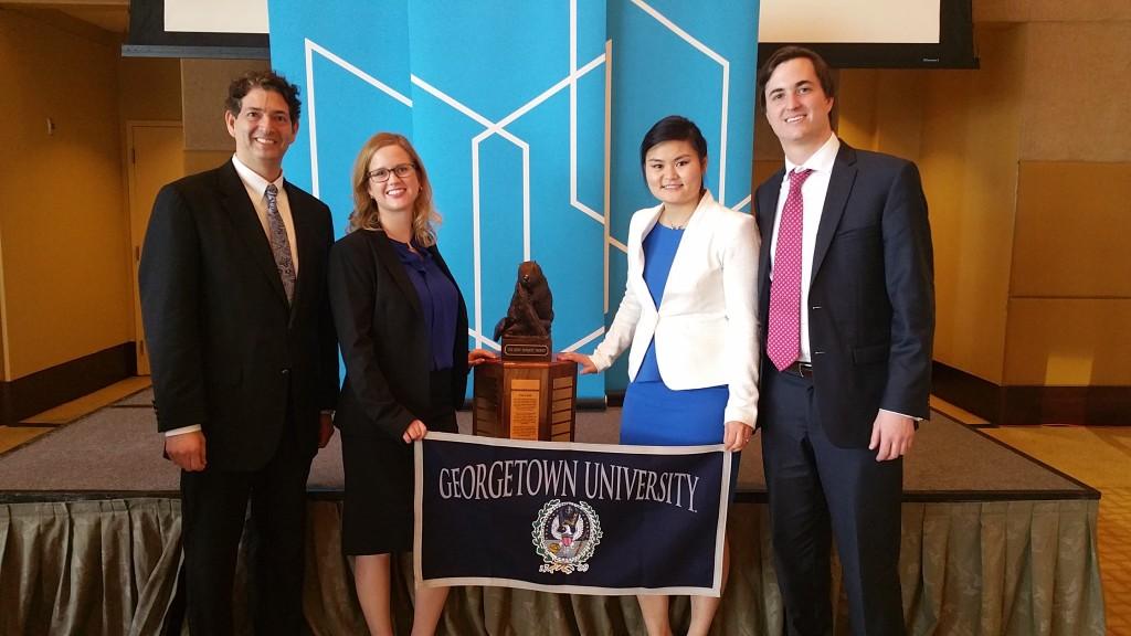 COURTESY CHARLES STEELMAN
Graduate students from the masters in real estate program at the Georgetown University School of Continuing Studies, Jerry Ricciardi (GRD 16), Amanda Young (GRD 16), Azjargal Bartlett (GRD 16) and Connor Bell (GRD 16), placed first in MITs 2016 Real Estate Case Competition in Miami, Florida on February 25. 