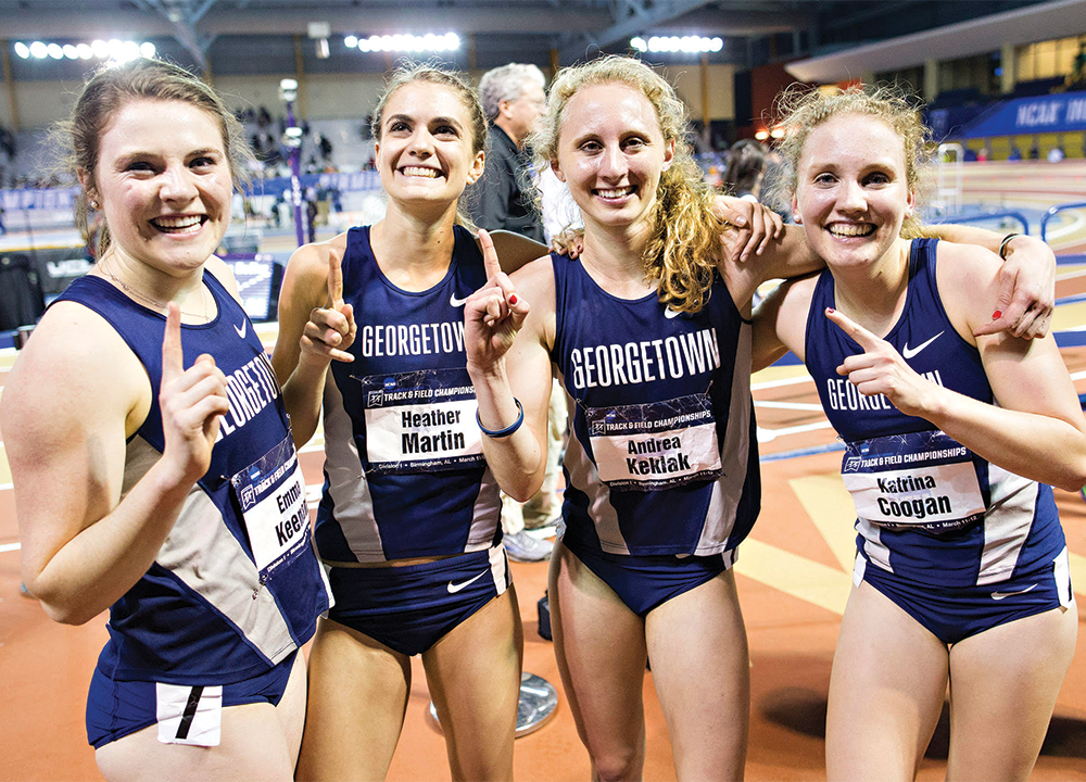 COURTESY GEORGETOWN SPORTS INFORMATION
The women’s track and field team finished first in the distance medley relay at the NCAA championships with a time of 10:57.21.