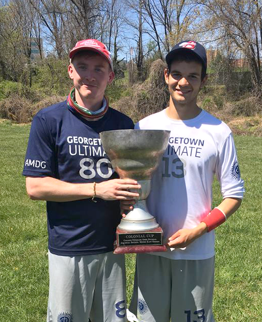File Photo: CLAIRE SOISSON/THE HOYA
Senior co-captains Troy Holland, left, and Nico Lake led Catholic Justice to a Colonial Conference championship.