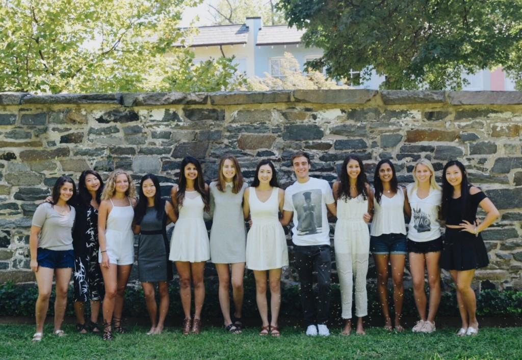 COURTESY DRESSMATE
Dressmate is a company aimed at creating a social network of college women who share formal clothing. Co-founder Christine Young (SFS 18) (far right) is shown here with the Georgetown Dressmate team. 