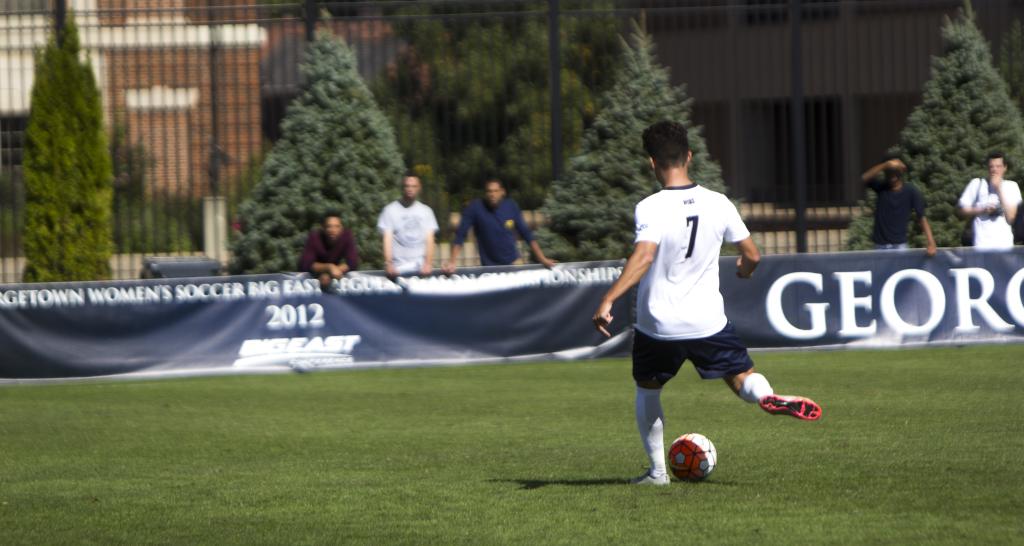 FILE PHOTO: JENNA CHEN/THE HOYA
Junior midfielder Arun Basuljevic scored one goal against Butler on Saturday. Basuljevic is second on the team in goals with two and points with four.