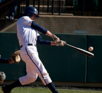 Junior outfielder Michael DeRenzi ranks first on the team with a .398 batting average while hitting a team-high three home runs and driving in 28 runs. (COURTESY GUHOYAS)
