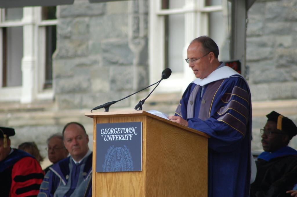 JEFF CIRILLO/THE HOYA
Buzzed president Greg Coleman encouraged conviction and self-accountability in his commencement address to 2017 MSB graduates.