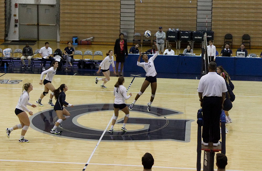 ANNE STONECIPHER FOR THE HOYA
Junior middle blocker Symone Speech is currently first for the Hoyas and fifth in the Big East with 340 kills this season.