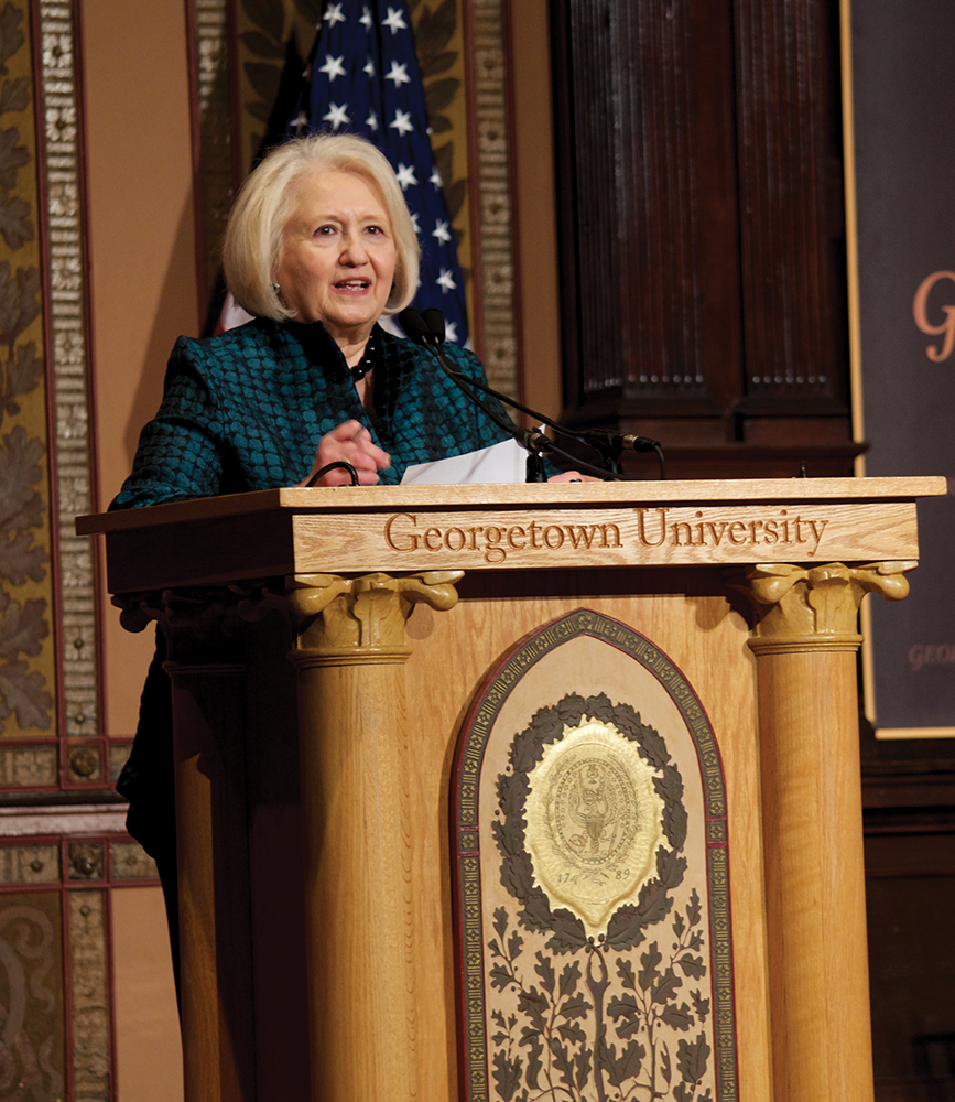 FILE PHOTO: LAUREN SEIBEL/THE HOYA
Former Ambassador Melanne Verveer, the executive director of the Georgetown Institute for Women, Peace and Security, promoted a new index measuring womens well-being worldwide.