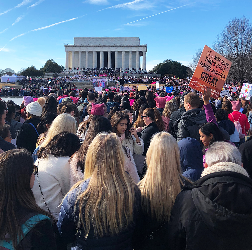 AMBER GILLETTE/THE HOYA Organized under the theme “Power to the Polls,” the 2018 Women’s March aimed to inspire women to run for elected office and vote. 