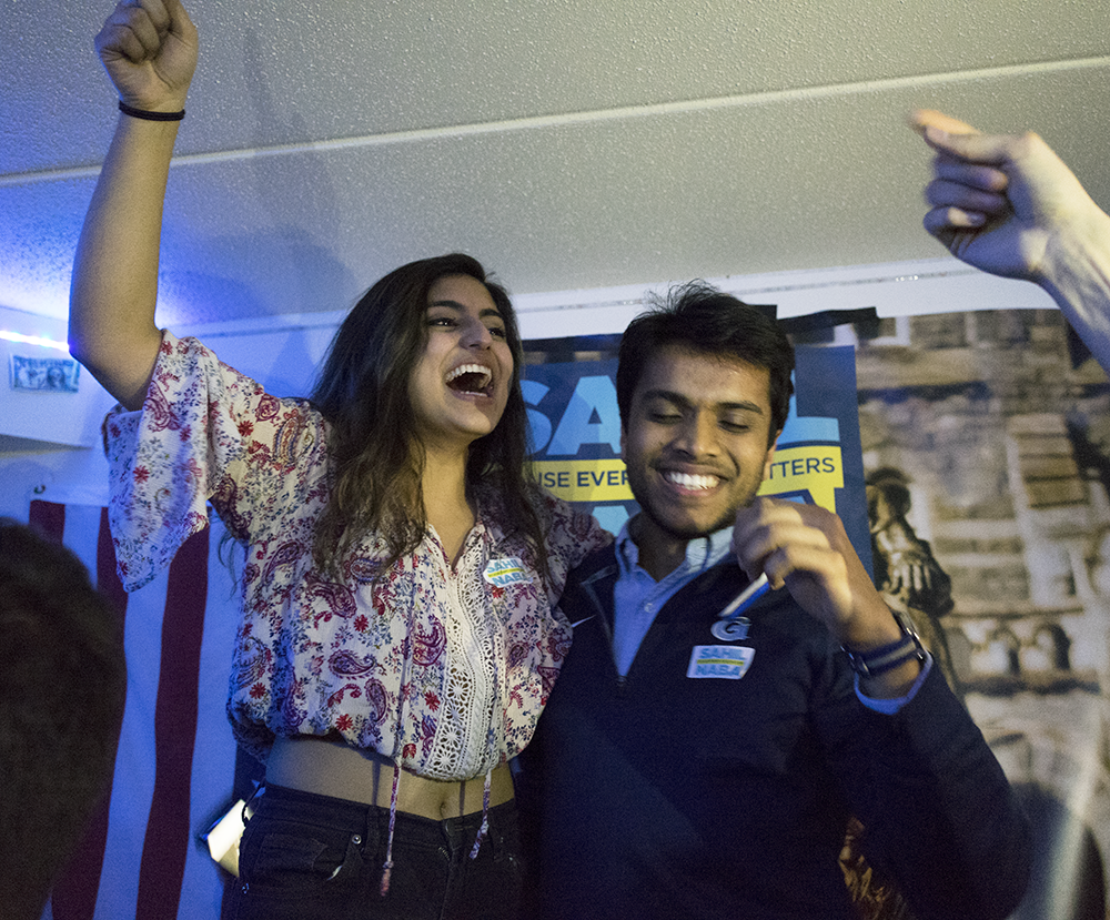 FILE PHOTO: SHEEL PATEL FOR THE HOYA
Naba Rahman (SFS 19), left, has offered her resignation as GUSA Vice President in protest of GUSA President Sahil Nair (SFS 19).