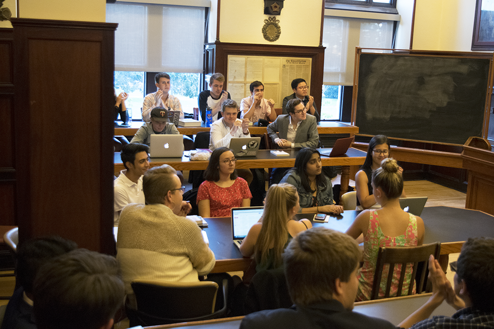 FILE PHOTO: WILL CROMARTY/THE HOYA Eighteen new Georgetown University Student Association Senators were elected last week in the first April election after a February voting restructuring referendum.