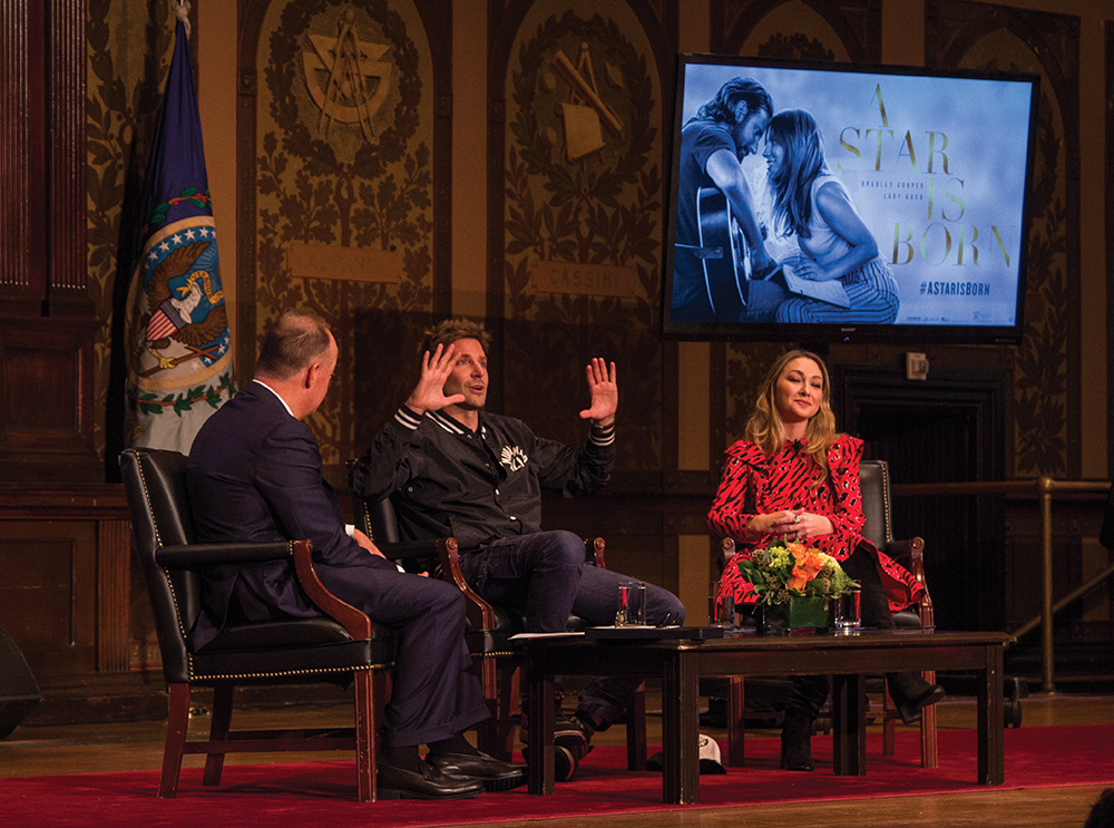 CAROLINE PAPPAS/THE HOYA
Actor and director Bradley Cooper (COL 97), returned to Georgetown on Tuesday to reflect on his new film A Star is Born and share his Georgetown memories.