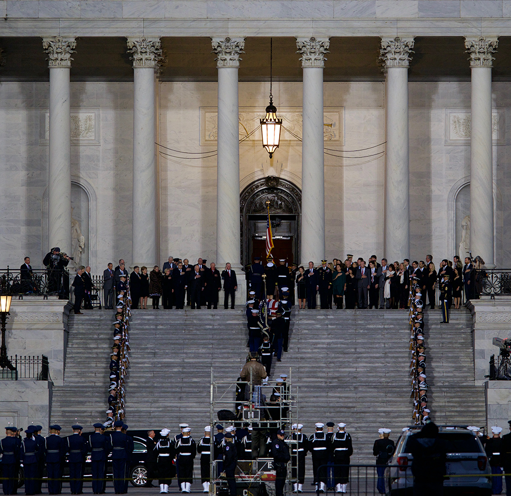 KIRK ZIESER/THE HOYA President George H.W. Bush died Nov. 30 after nearly three decades of political service. Bush is lying in state in the Capitol rotunda until Wednesday, which President Donald Trump has declared as a national day of mourning.