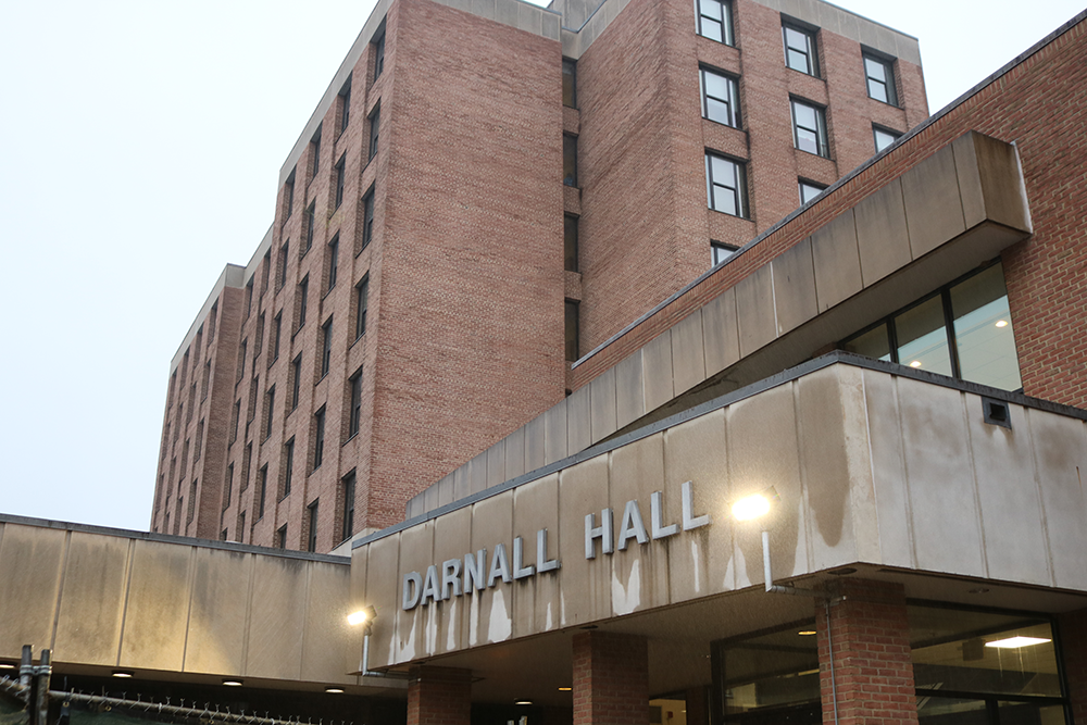 JULIA ALVEY/THE HOYA | Neither the university nor the District of Columbia Water and Sewer Authority is claiming responsibility for an overnight water outage that affected Darnall Hall, Arrupe Hall and Henle Village on Friday.