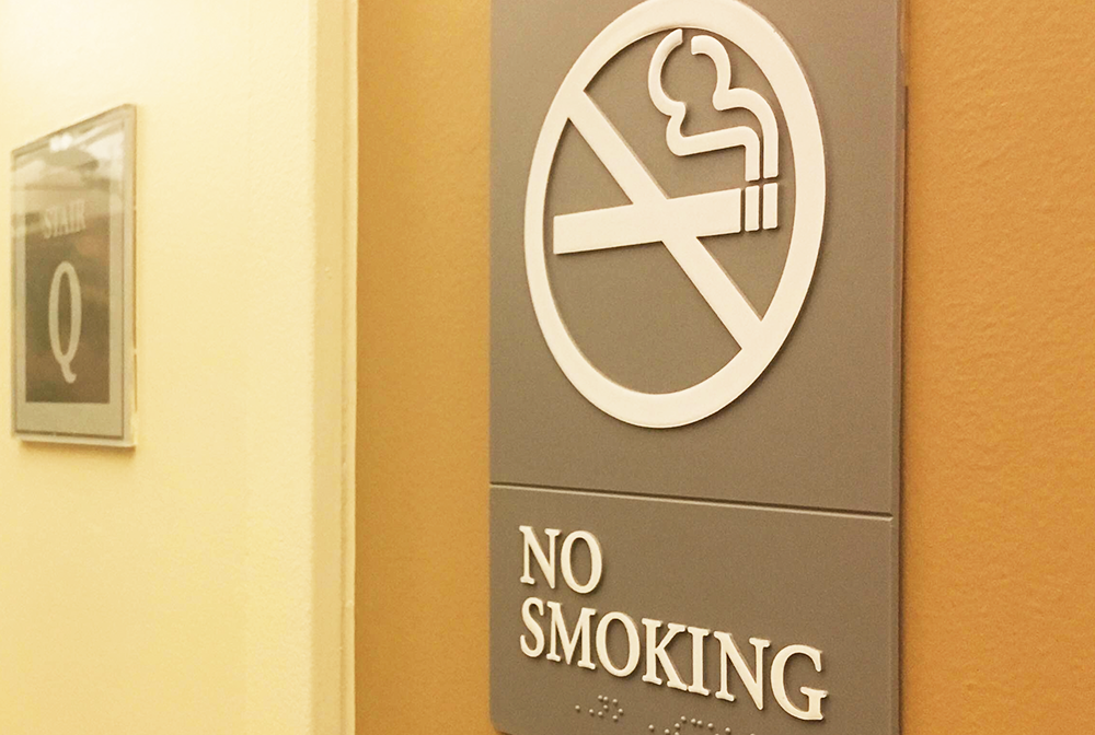 FILE PHOTO: JINWOO CHONG/THE HOYA | In 2016, students voted in favor of a referendum that endorsed banning the use of tobacco and smoke products on campus.