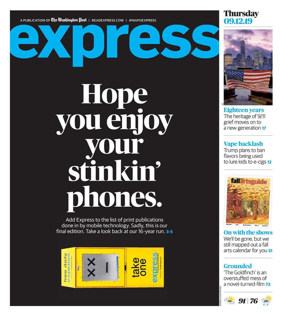 @WAPOEXPRESS/INSTAGRAM | The final issue of the Express was published Sept. 12, resulting in layoffs but also an outpouring of support from readers.