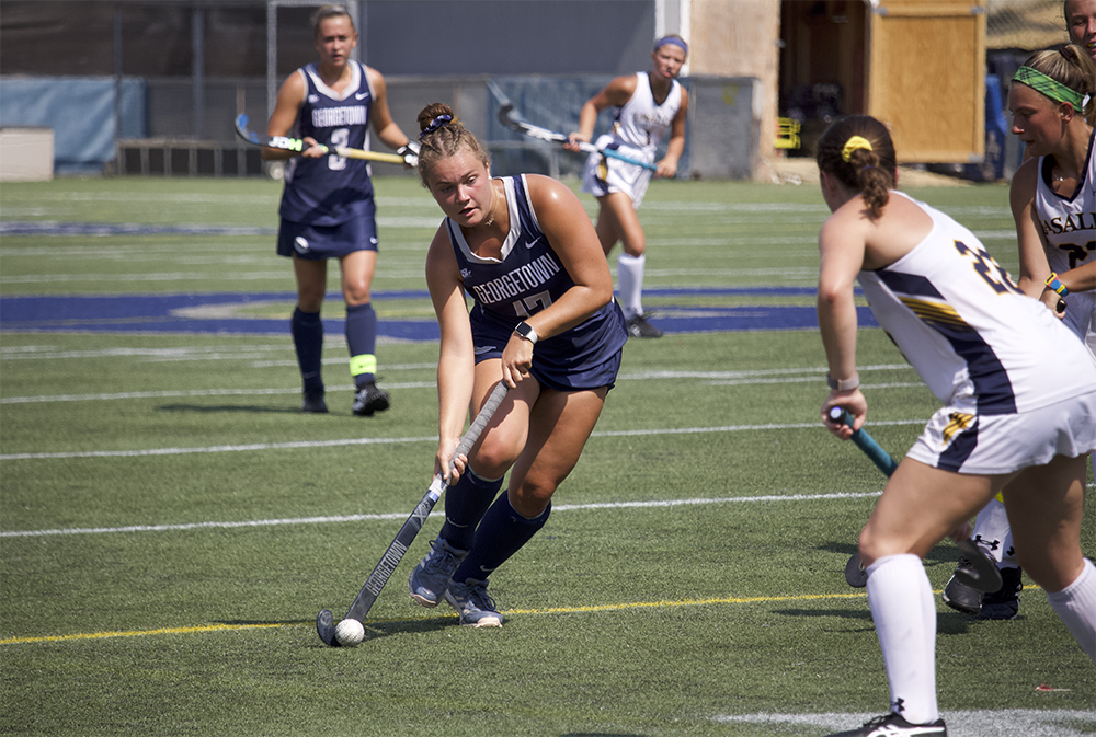 ELLIE STAAB FOR THE HOYA | Sophomore Sydney Stephenson leads an attack for the Hoyas during a recent home game.