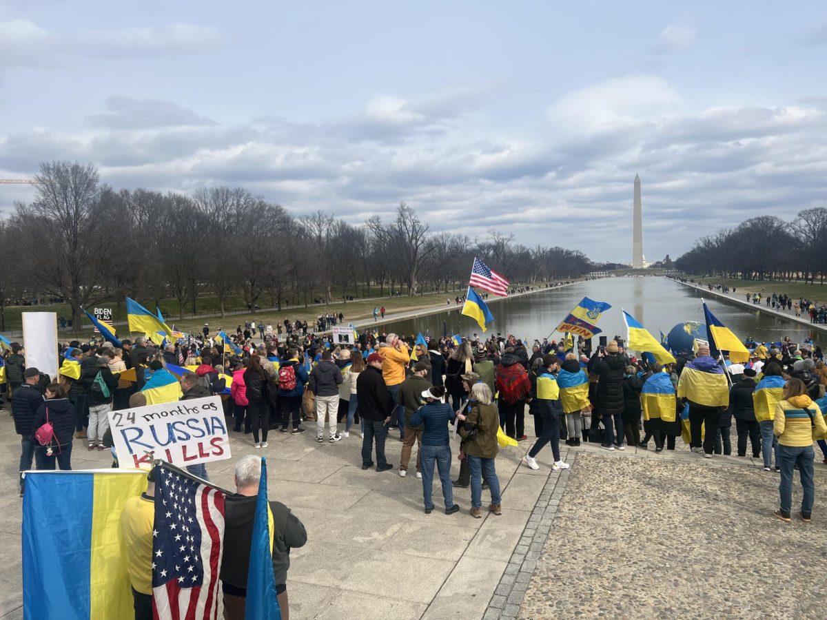 Courtesy of Uliana Leshchuk | Georgetown students attended a rally for Ukraine at the Lincoln Memorial on Feb. 24, exactly two years after the beginning of Russia’s full-scale invasion of Ukraine, to call for continued American and international support. 