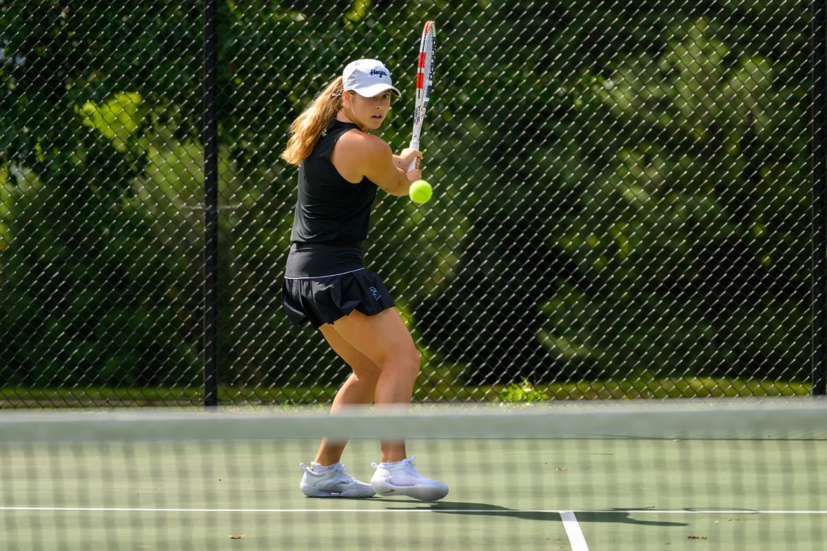 GUHoyas | Graduate student Chloe Bendetti picked up wins in doubles and singles in the 6-1 Georgetown victory.