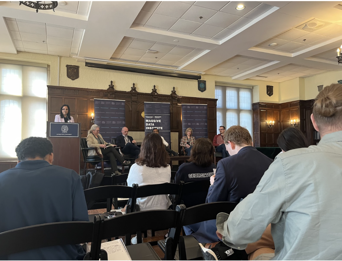 Tristan Perkins/The Hoya | Technology, policy, and law experts talked about the implications of artificial intelligence (AI) in a March 12 panel, as part of the McCourt Schools Massive Data Institute (MDI) and Tech and Policy Programs AI & Me series.
