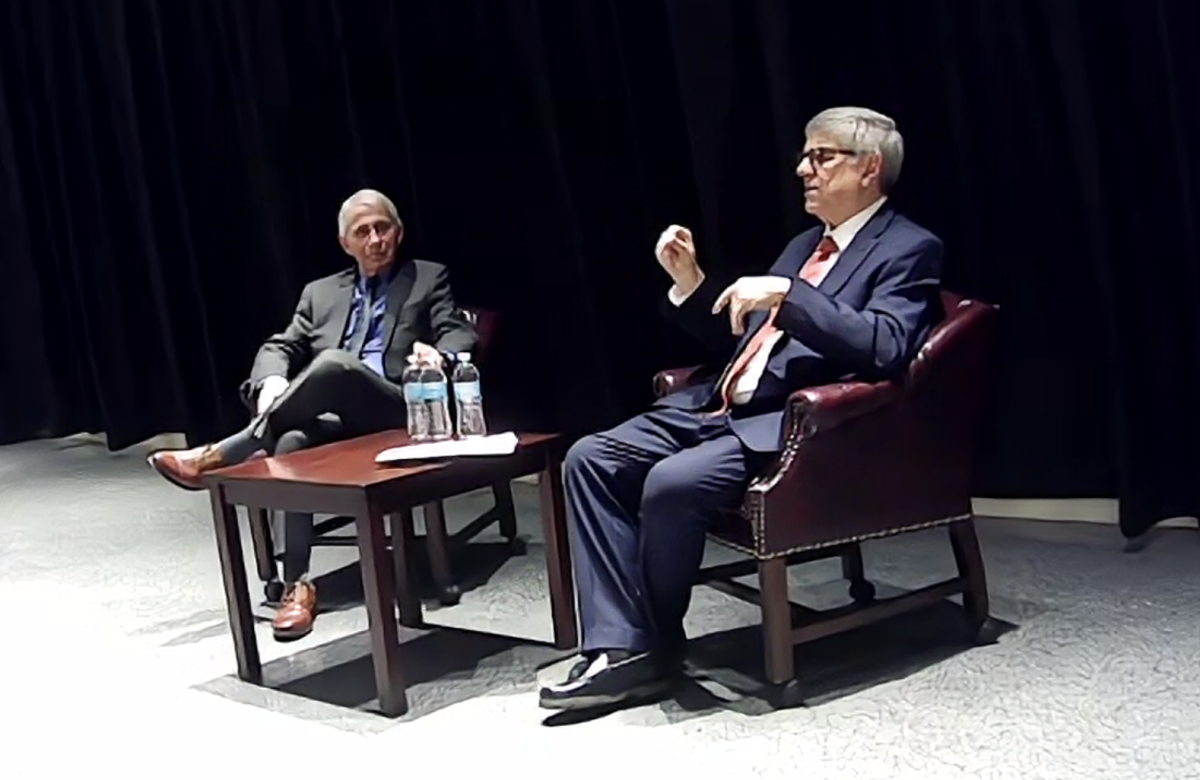 Anthony Fauci spoke with students at the GU Medical Center as part of the Distinguish Scientist Seminar Series. || Nola Goodwin