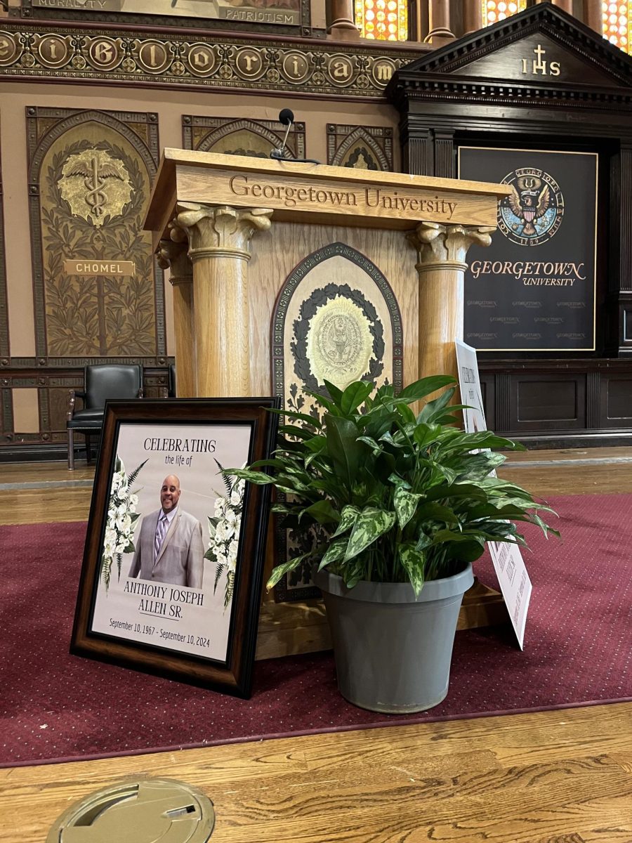 Ruth Abramovitz/The Hoya | The Georgetown University community honored the late Anthony Allen, (CAS ’90), a Georgetown University Police Department (GUPD) officer of 30 years and former player on the men's basketball team, at a celebration of life service Oct. 16.
