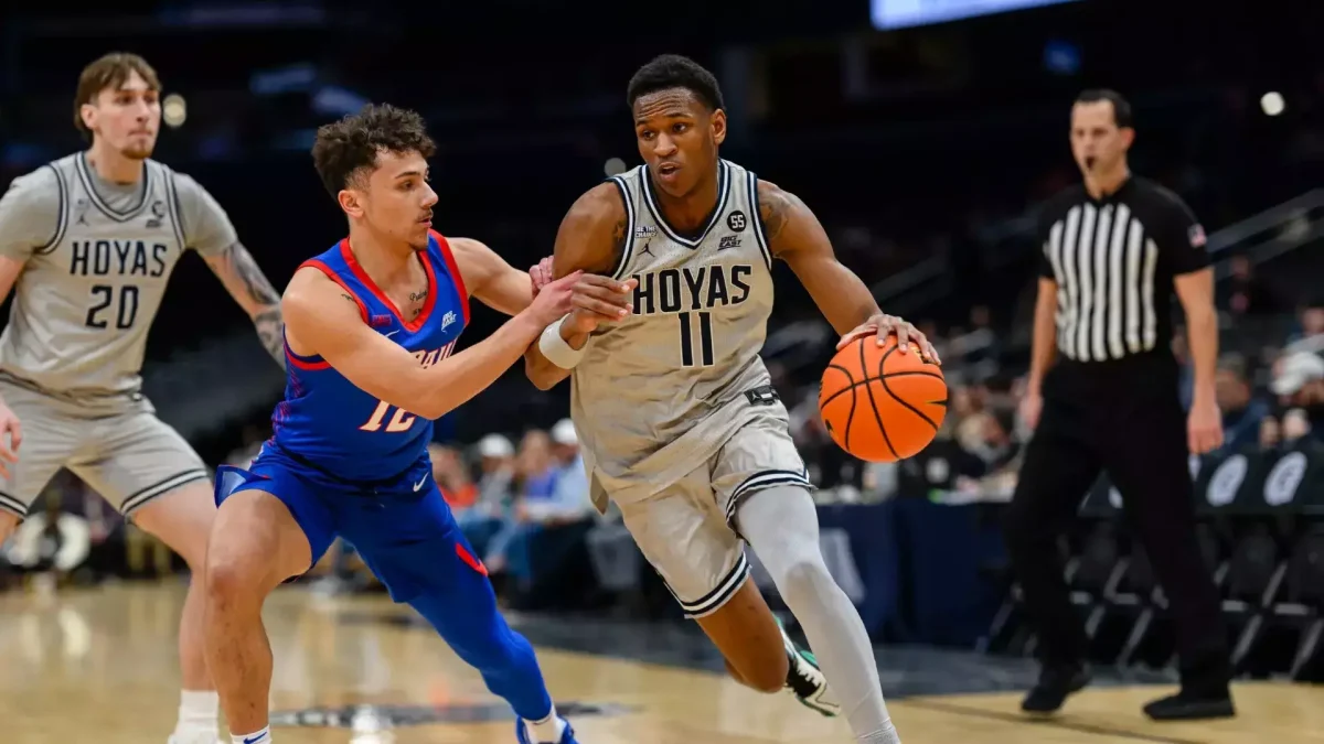 Sophomore guard Curtis Williams Jr. drives towards the basket against DePaul Jan. 17. The Hoyas fell to the Blue Demons, 73-68. (GU Hoyas)